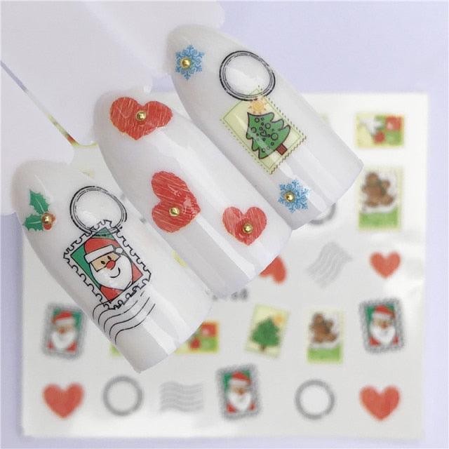 New Christmas Water Decal Nail Art Nail sticker New Year Slider Tattoo Full Cover Santa Claus Snowman Designs Xmas Decals 3D Wave Design Decoration for Women Girls Tape Nail Art Stickers Decal Decoration  Nail Art Accessories Decoration Decal