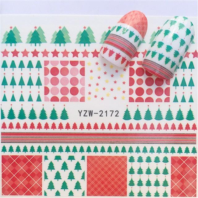 New Christmas Water Decal Nail Art Nail sticker New Year Slider Tattoo Full Cover Santa Claus Snowman Designs Xmas Decals 3D Wave Design Decoration for Women Girls Tape Nail Art Stickers Decal Decoration  Nail Art Accessories Decoration Decal