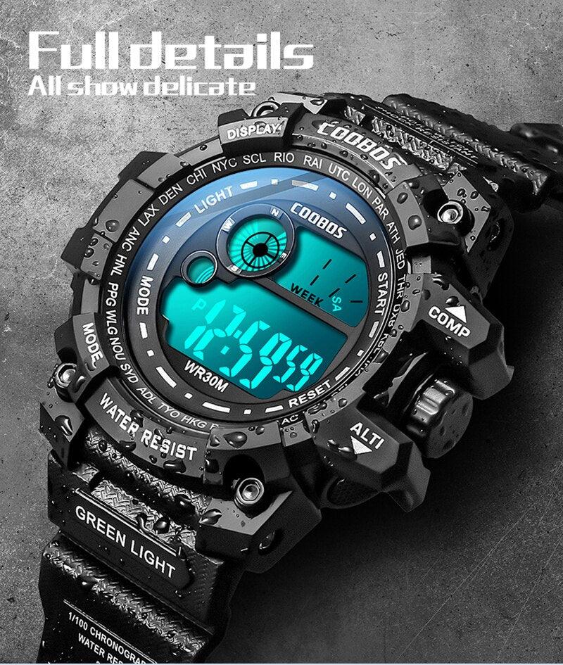 Fashion Luminous Children Watches For Boys Waterproof Electronic Silicone Strap Watch Fashion Sport Led Digital Wrist Watch Kids Sports Watch Waterproof Boys Multi-Function Digital Wristwatch