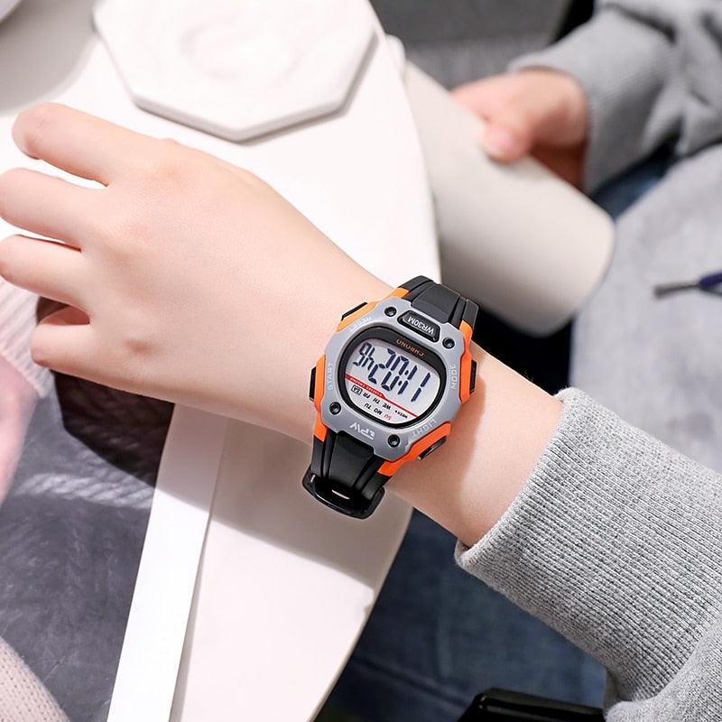 Sport Digital Watch For Women Girl LED Back Light Water Resistent Silicone Strap Stopwatch Countdown Dual Time Ultra-Thin Super Wide-Angle Display Digital Wrist Watches For Men Women