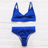 High Waist Bikinis Ribbed Swimwear Women Push Up Swimsuits Women's Scoop Neck Swimsuits High Waist Bikini Sets 2 Piece Bathing Suit Solid Strap Bathing Suit Female Set