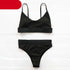 High Waist Bikinis Ribbed Swimwear Women Push Up Swimsuits Women's Scoop Neck Swimsuits High Waist Bikini Sets 2 Piece Bathing Suit Solid Strap Bathing Suit Female Set