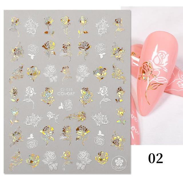 Gold Christmas Snowflake 3D Nail Stickers Sparkly Iridescent Silver Xmas Tree Elk Deer Transfer Sliders Winter Nails Accessories Design Decor Tip Transfer Nail Decals Sticker For Pretty Girl Self-Adhesive Nail Decals Designer Nail Stickers