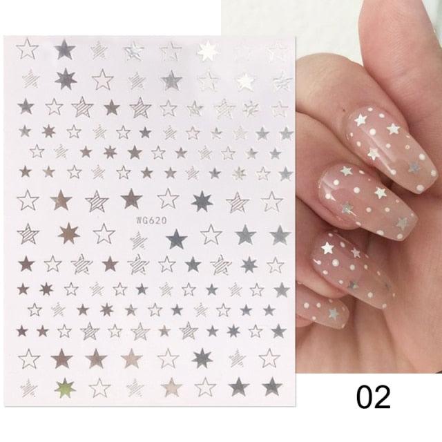 Gold Christmas Snowflake 3D Nail Stickers Sparkly Iridescent Silver Xmas Tree Elk Deer Transfer Sliders Winter Nails Accessories Design Decor Tip Transfer Nail Decals Sticker For Pretty Girl Self-Adhesive Nail Decals Designer Nail Stickers