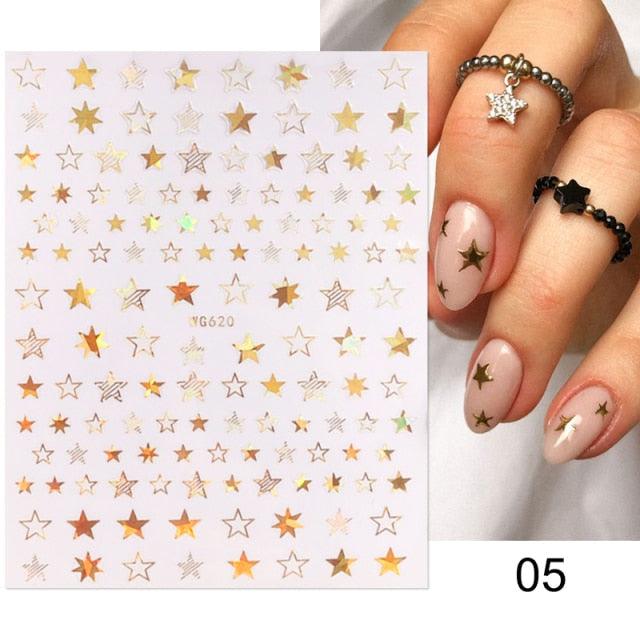 Gold Christmas Snowflake 3D Nail Stickers Sparkly Iridescent Silver Xmas Tree Elk Deer Transfer Sliders Winter Nails Accessories Design Decor Tip Transfer Nail Decals Sticker For Pretty Girl Self-Adhesive Nail Decals Designer Nail Stickers