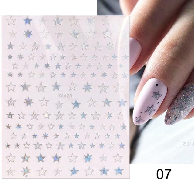 Gold Christmas Snowflake 3D Nail Stickers Sparkly Iridescent Silver Xmas Tree Elk Deer Transfer Sliders Winter Nails Accessories Design Decor Tip Transfer Nail Decals Sticker For Pretty Girl Self-Adhesive Nail Decals Designer Nail Stickers