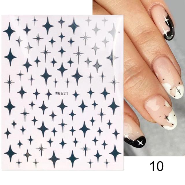 Gold Christmas Snowflake 3D Nail Stickers Sparkly Iridescent Silver Xmas Tree Elk Deer Transfer Sliders Winter Nails Accessories Design Decor Tip Transfer Nail Decals Sticker For Pretty Girl Self-Adhesive Nail Decals Designer Nail Stickers