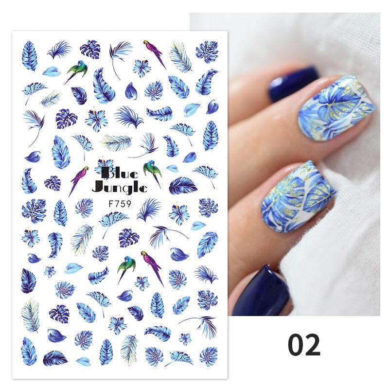 Flowers Leaves Line 3D Nail Stickers Autumn Winter Fall Leaf Design Transfer Sliders Abstract Waves Nail Art Decals Manicures  Decal Self-Adhesive 3D Wave Design Decoration for Women Girls Tape Nail Art Stickers Decal Decoration