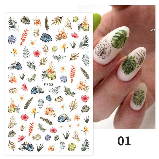 Flowers Leaves Line 3D Nail Stickers Autumn Winter Fall Leaf Design Transfer Sliders Abstract Waves Nail Art Decals Manicures  Decal Self-Adhesive 3D Wave Design Decoration for Women Girls Tape Nail Art Stickers Decal Decoration