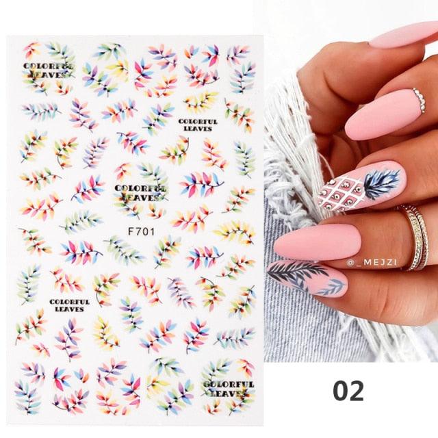 Flowers Leaves Line 3D Nail Stickers Autumn Winter Fall Leaf Design Transfer Sliders Abstract Waves Nail Art Decals Manicures  Decal Self-Adhesive 3D Wave Design Decoration for Women Girls Tape Nail Art Stickers Decal Decoration