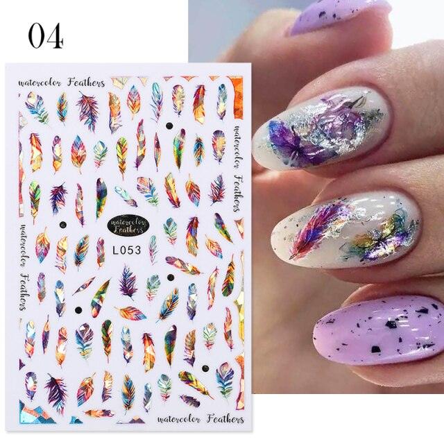 Flowers Leaves Line 3D Nail Stickers Autumn Winter Fall Leaf Design Transfer Sliders Abstract Waves Nail Art Decals Manicures  Decal Self-Adhesive 3D Wave Design Decoration for Women Girls Tape Nail Art Stickers Decal Decoration