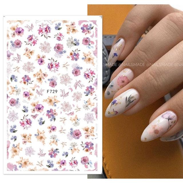 Flowers Leaves Line 3D Nail Stickers Autumn Winter Fall Leaf Design Transfer Sliders Abstract Waves Nail Art Decals Manicures  Decal Self-Adhesive 3D Wave Design Decoration for Women Girls Tape Nail Art Stickers Decal Decoration