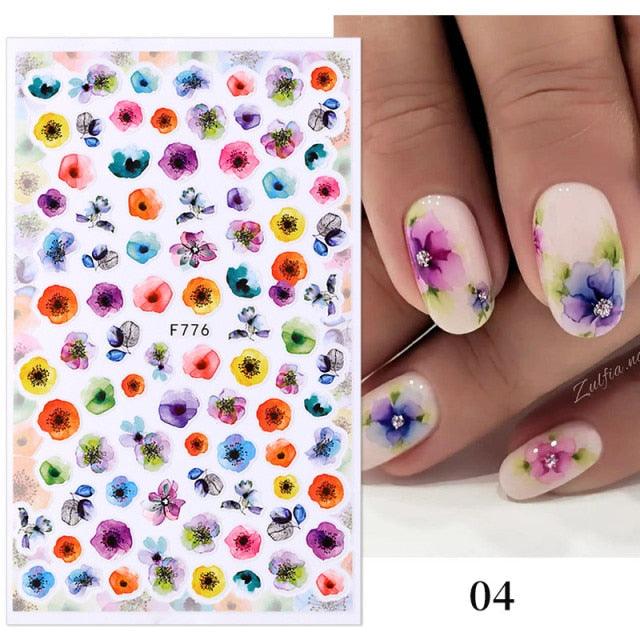 Flowers Leaves Line 3D Nail Stickers Autumn Winter Fall Leaf Design Transfer Sliders Abstract Waves Nail Art Decals Manicures  Decal Self-Adhesive 3D Wave Design Decoration for Women Girls Tape Nail Art Stickers Decal Decoration