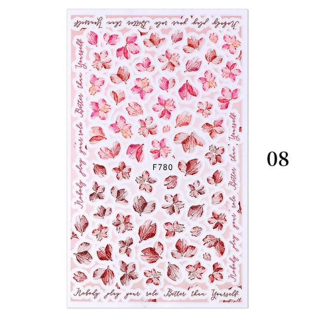 Flowers Leaves Line 3D Nail Stickers Autumn Winter Fall Leaf Design Transfer Sliders Abstract Waves Nail Art Decals Manicures  Decal Self-Adhesive 3D Wave Design Decoration for Women Girls Tape Nail Art Stickers Decal Decoration