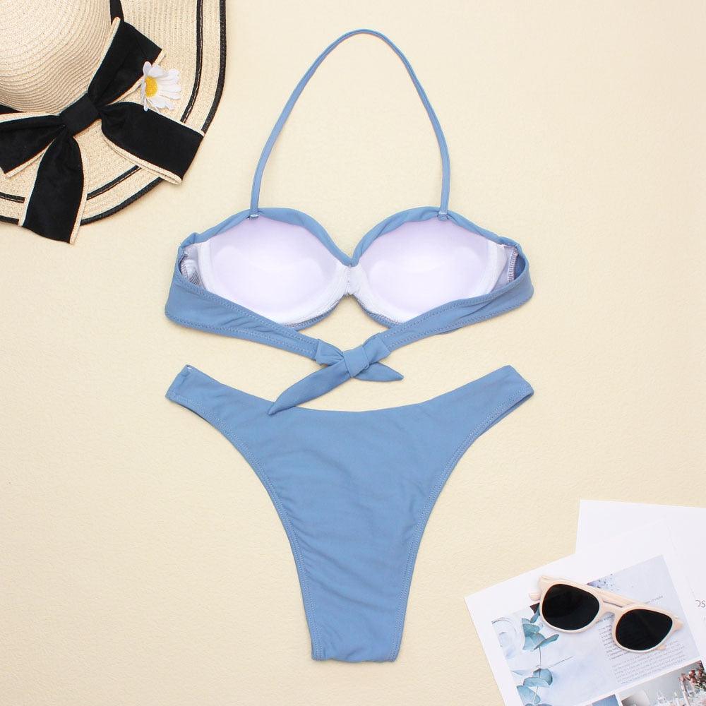 Women Two Piece Swimsuit Push Up Bikini  Padded Push Up Bikini Set Two Pieces Swimsuit Women Swimwear Bathing Suit Gifts For Mom Wife Girlfriend Swimwear Classic Print Swimsuit Bikini Set Swimwear Bathing Pool Party Bikini