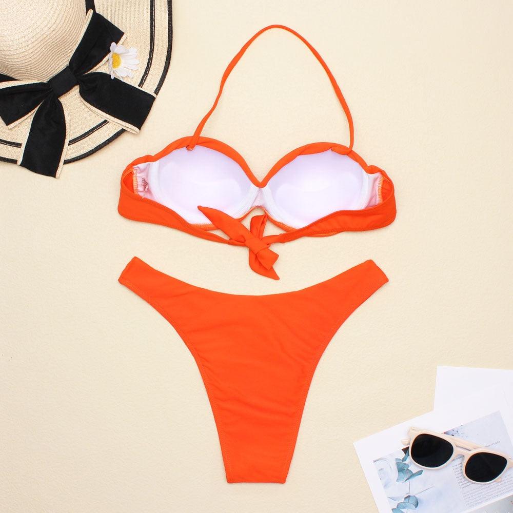 Women Two Piece Swimsuit Push Up Bikini  Padded Push Up Bikini Set Two Pieces Swimsuit Women Swimwear Bathing Suit Gifts For Mom Wife Girlfriend Swimwear Classic Print Swimsuit Bikini Set Swimwear Bathing Pool Party Bikini