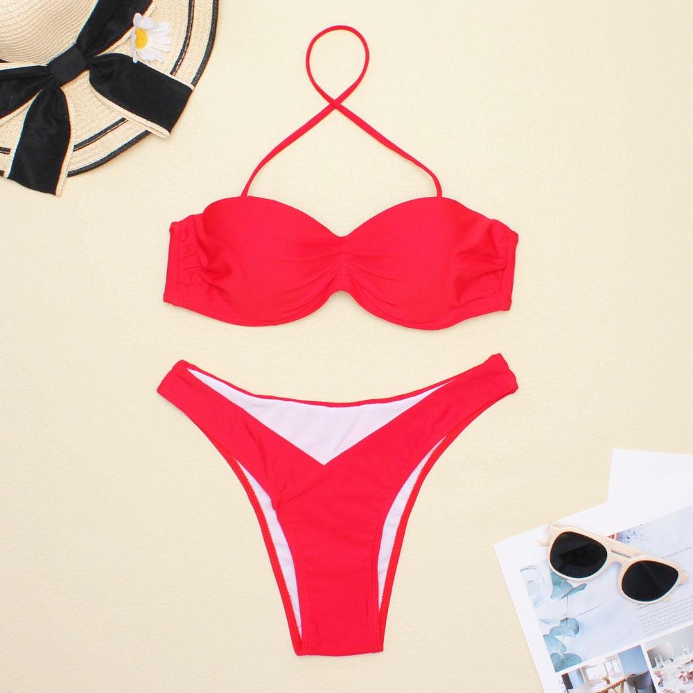 Women Two Piece Swimsuit Push Up Bikini  Padded Push Up Bikini Set Two Pieces Swimsuit Women Swimwear Bathing Suit Gifts For Mom Wife Girlfriend Swimwear Classic Print Swimsuit Bikini Set Swimwear Bathing Pool Party Bikini