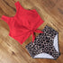 High Waist Bikini Leopard Swimsuit Women Bikini Floral Swimsuit Floral Crop Tie Knot Front High Waist Bikini Set Two Piece Swimsuit For Women Leopard Print High Neck Bikini Push Up Swimwear Summer High Waisted Bathing Suit