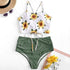 High Waist Bikini Leopard Swimsuit Women Bikini Floral Swimsuit Floral Crop Tie Knot Front High Waist Bikini Set Two Piece Swimsuit For Women Leopard Print High Neck Bikini Push Up Swimwear Summer High Waisted Bathing Suit