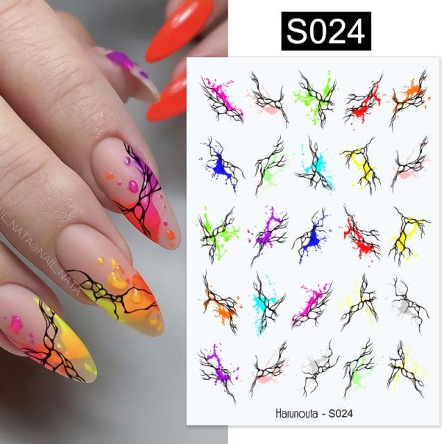 3D Nail Stickers Decals Ink Watermark Spring Summer Black Lines Flower Leaf Tree For Manicures Nail Art Decoration Nail Art Stickers Decor Tip Transfer Nail Decals Sticker For Pretty Girl Self-Adhesive Nail Decals Designer Nail Stickers for Acrylic