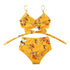 Modern Floral Bikini 2 Pieces Flower Print Bikini Set Women Crisscross High Waist String 2 Piece Bathing Suits High Waist Women's Swimsuit Shorts Solid Bikini Floral Summer Bikini Set