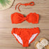 Bikini Set Women  Swimsuit Solid Swimwear Female Summer Beachwear Bathing Suit Women's Ruffle Tie Side Cute Bikini Set High Cut Strapless Padded Solid Bathing Suit