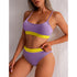 High Waist Bikinis Swimwear Women Push Up Swimsuits Solid High Waist Bikini Sets Sporty Two Pieces Swimsuit Scoop Neck Bathing Suits for Women Ribbed Bathing Suits High Cut Summer Beachwear