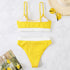 High Waist Bikinis Swimwear Women Push Up Swimsuits Solid High Waist Bikini Sets Sporty Two Pieces Swimsuit Scoop Neck Bathing Suits for Women Ribbed Bathing Suits High Cut Summer Beachwear