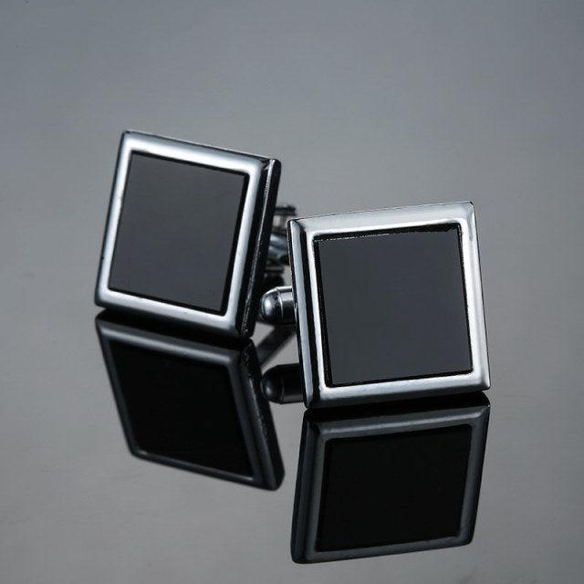 Classic Men Black Cufflinks Luxury Cufflinks Wedding Dress Shirt Accessories 2 Pieces Simple Cufflinks Tuxedo Shirts Business Cuff Links