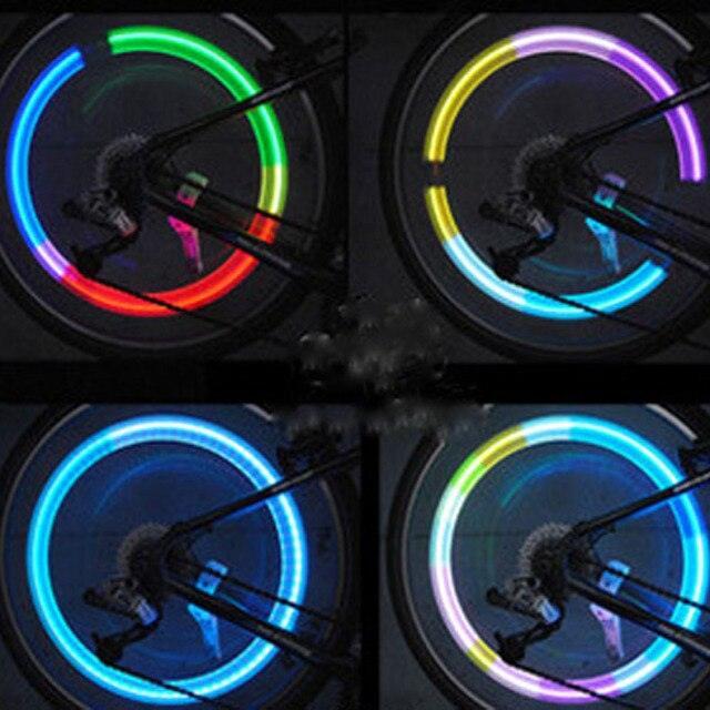 1 Pair Bicycle LED Wheel Light Cycling Neon LED Wheel Spoke Valve Cap Alarm Lights Wheel Tyre Valve Dust Cap Safety Waterproof Motion Activated Spoke Flash Lights Car Valve Stems Caps Accessories