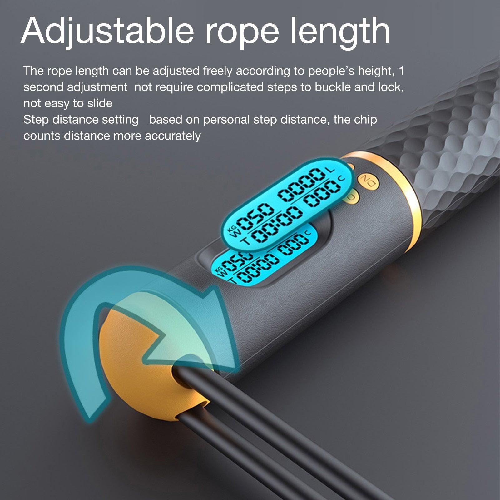 Professional Weight Loss Jump Rope Counter Speed Digital Jump Rope Adjustable Cordless Skipping Rope With Counter Adjustable Digital Counter Weighted Speed Skipping Rope With Weight Calorie Timer Circles For Training Fitness