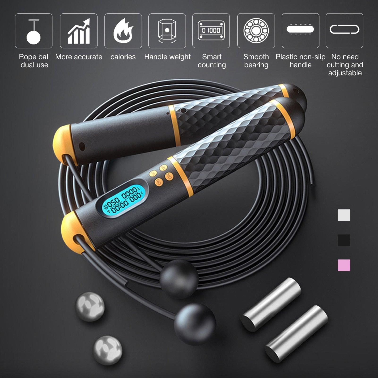 Professional Weight Loss Jump Rope Counter Speed Digital Jump Rope Adjustable Cordless Skipping Rope With Counter Adjustable Digital Counter Weighted Speed Skipping Rope With Weight Calorie Timer Circles For Training Fitness