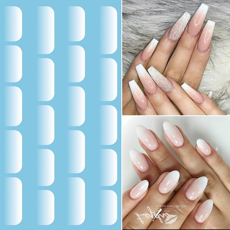 Protein White Gradient Water Nail Decals Sticker Fresh Transfer Stickers Nature Nail Art Watermark Accessories Nail Art Nails Art Decoration Nail Strips Shiny French Tip Guides Stickers French Nail Stickers Form Fringe Guides for Decoration