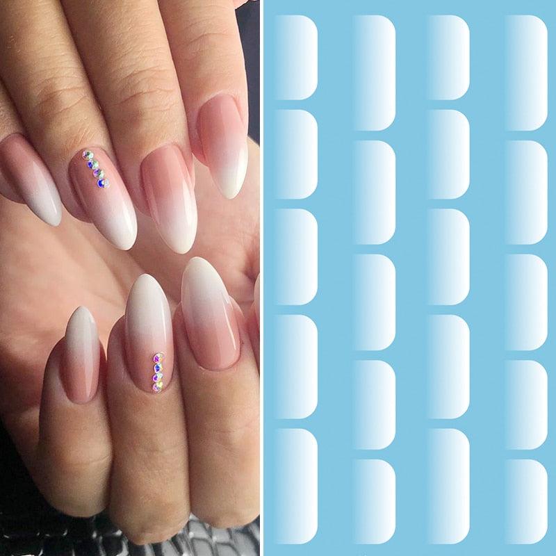 Protein White Gradient Water Nail Decals Sticker Fresh Transfer Stickers Nature Nail Art Watermark Accessories Nail Art Nails Art Decoration Nail Strips Shiny French Tip Guides Stickers French Nail Stickers Form Fringe Guides for Decoration