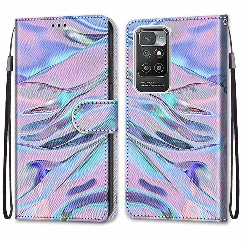 PU Leather Case 3D Creative Painted Design Function Wallet Case For Xiaomi Redmi 10 Flip Cover For Redmi10 A 10A 10Prime Redmi10A 5G Painted Case Phone Bags