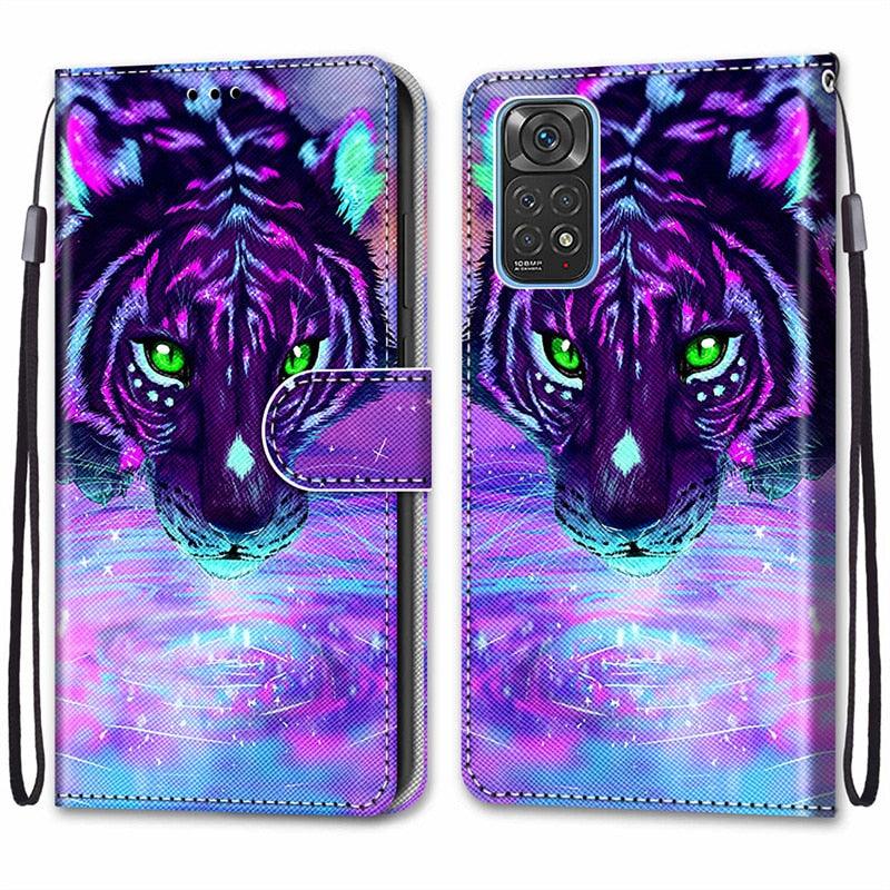 PU Leather Case 3D Creative Painted Design Kickstand Function and Credit Cards Slot Flip Phone Cover Redmi Note 11S Cover For Xiaomi Redmi Note 11S Case Painted Leather Flip Case for Xiaomi Redmi Note 11 Pro Note11 S Phone Cases