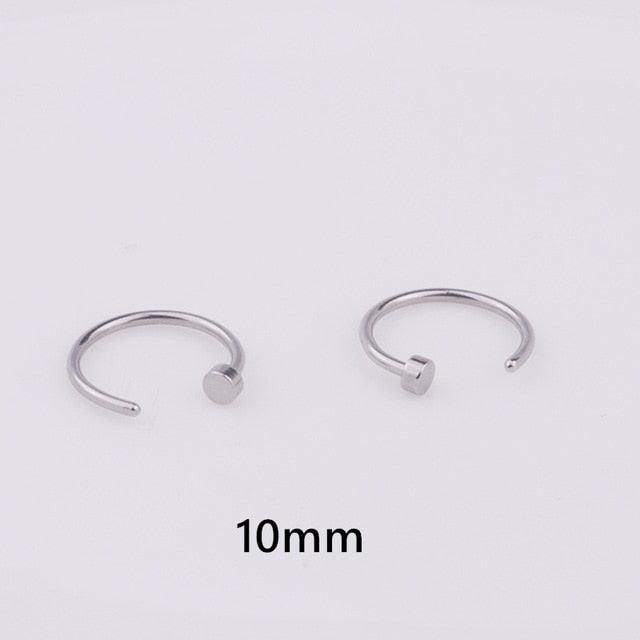 Punk Stainless Steel Fake Nose Ring C Clip Lip Ring Earring Helix Rook Tragus Faux Septum Surgical Stainless Steel Circular Barbells Horseshoe 18g Lip Ring Eyebrow Nose Studs Body  Nose Ring Nose Punk Body Cartilage Tragus Ring Body Piercing Jewelry