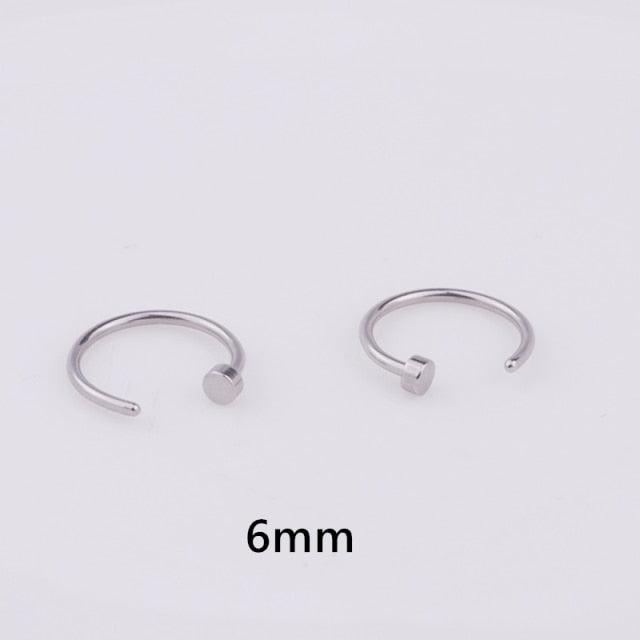 Punk Stainless Steel Fake Nose Ring C Clip Lip Ring Earring Helix Rook Tragus Faux Septum Surgical Stainless Steel Circular Barbells Horseshoe 18g Lip Ring Eyebrow Nose Studs Body  Nose Ring Nose Punk Body Cartilage Tragus Ring Body Piercing Jewelry