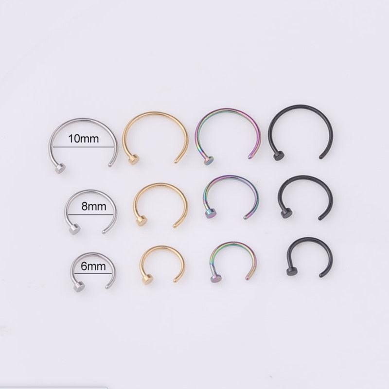 Punk Stainless Steel Fake Nose Ring C Clip Lip Ring Earring Helix Rook Tragus Faux Septum Surgical Stainless Steel Circular Barbells Horseshoe 18g Lip Ring Eyebrow Nose Studs Body  Nose Ring Nose Punk Body Cartilage Tragus Ring Body Piercing Jewelry