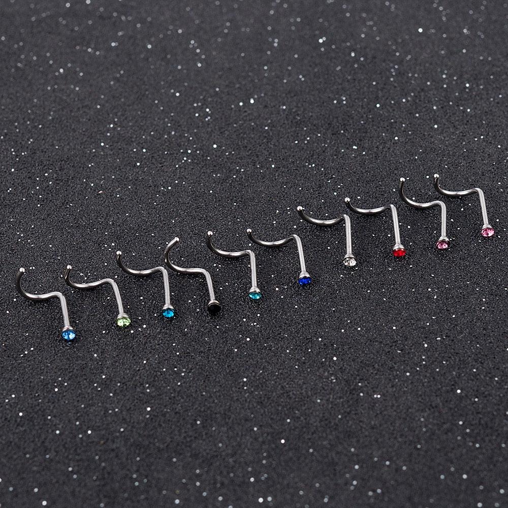 Punk Style Piercing Nose Lip Jewelry Body Jewelry For Man Women  L Shaped Nose Studs Stainless Steel Nose Ring Piercing Nose Stud Rings Screw Studs Fashion L Shaped Nose Studs Piercing Stainless Steel Flower Cubic Zirconia Nostril Screw Nose Rings Hoop