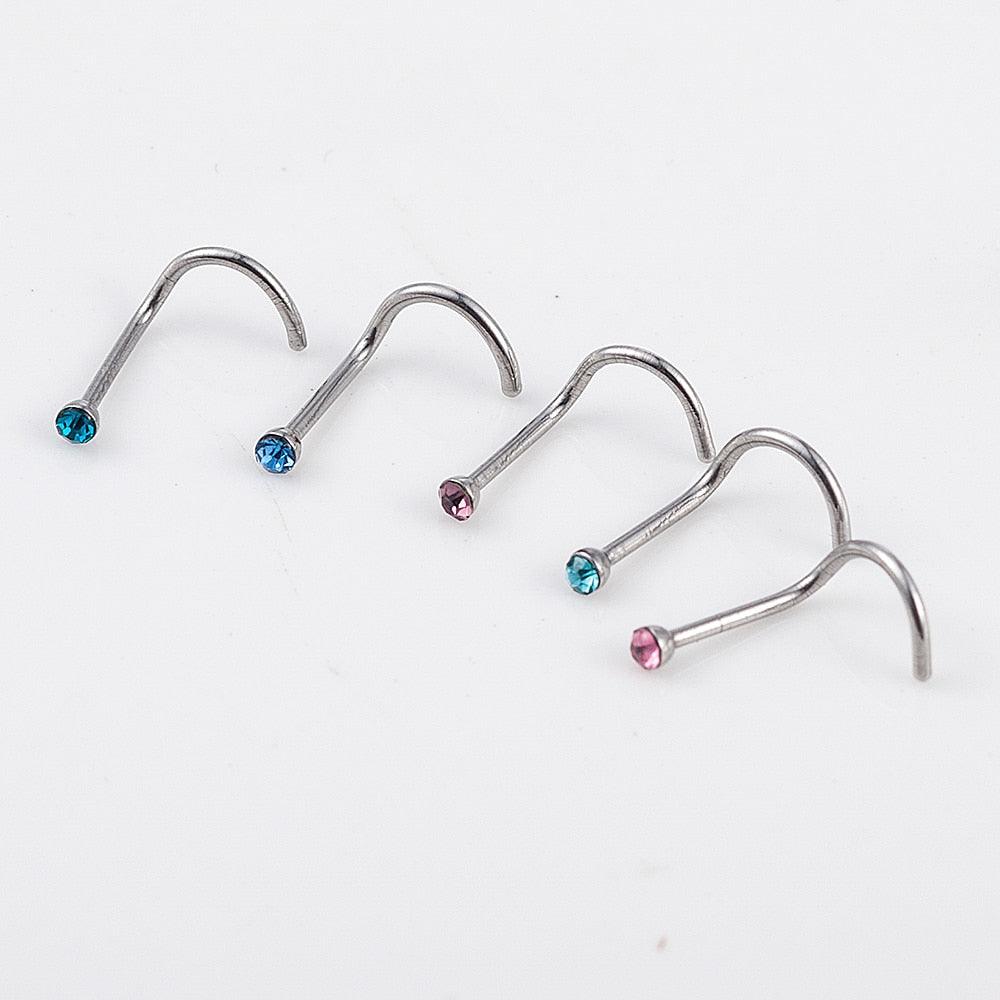 Punk Style Piercing Nose Lip Jewelry Body Jewelry For Man Women  L Shaped Nose Studs Stainless Steel Nose Ring Piercing Nose Stud Rings Screw Studs Fashion L Shaped Nose Studs Piercing Stainless Steel Flower Cubic Zirconia Nostril Screw Nose Rings Hoop