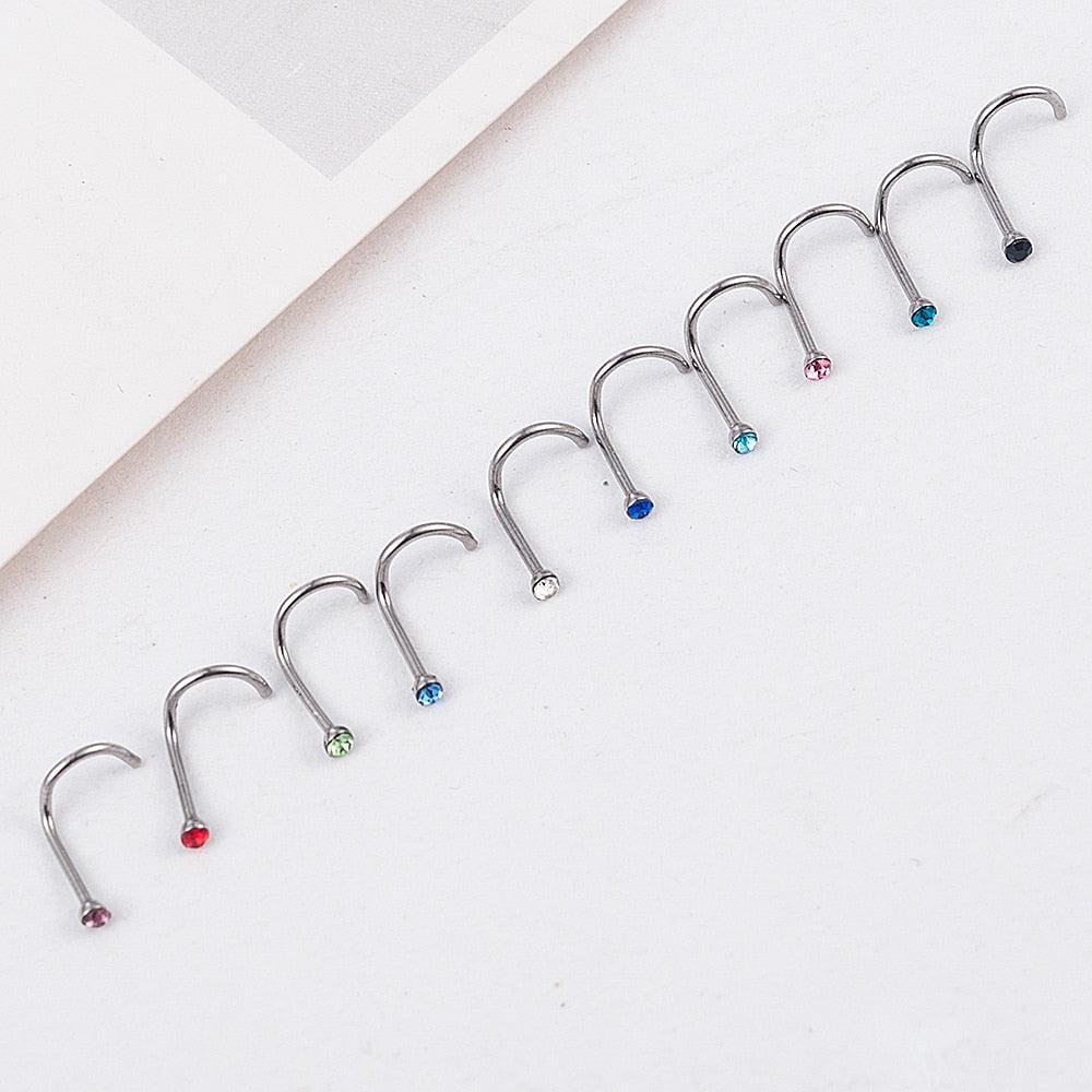 Punk Style Piercing Nose Lip Jewelry Body Jewelry For Man Women  L Shaped Nose Studs Stainless Steel Nose Ring Piercing Nose Stud Rings Screw Studs Fashion L Shaped Nose Studs Piercing Stainless Steel Flower Cubic Zirconia Nostril Screw Nose Rings Hoop