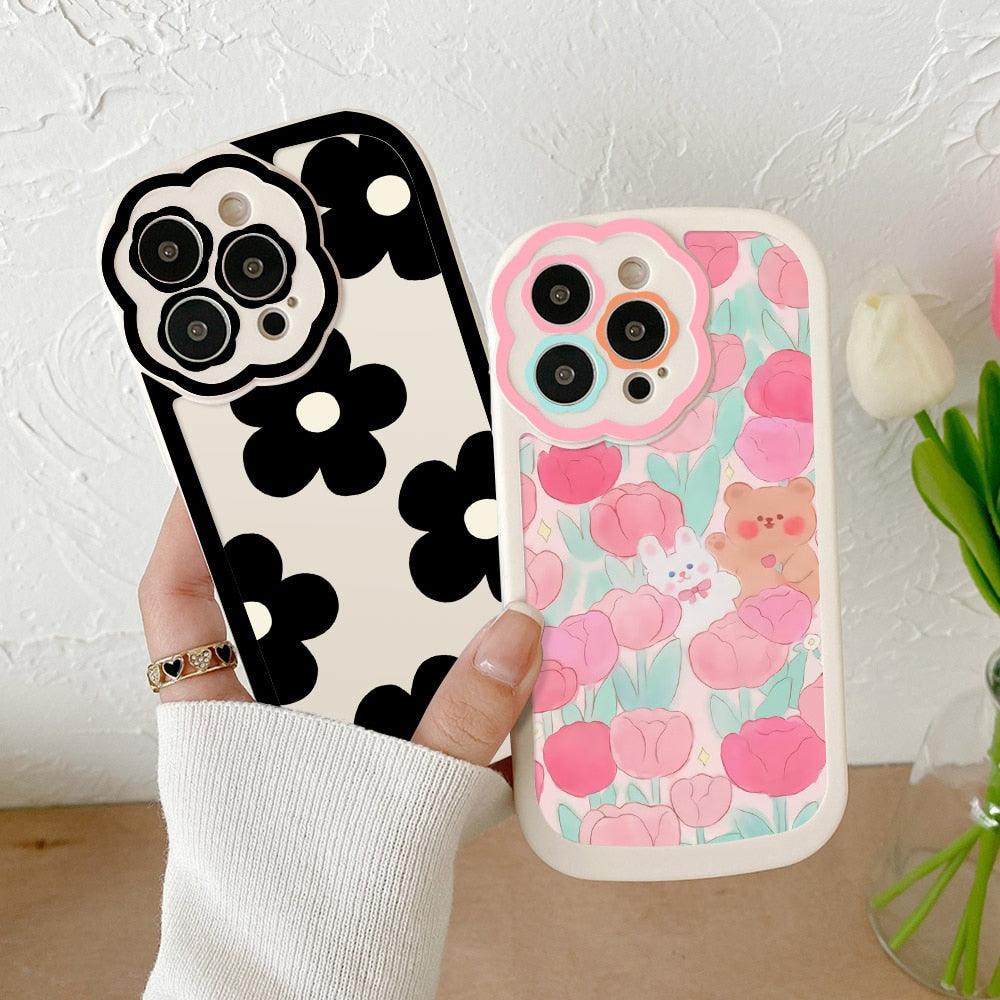 Purple Flower Phone Case For iPhone 11 Case iPhone 13 14 Pro Max iPhone 12 Phone Case iPhone11 iPhone14 Soft Back Cover Cute Pattern Soft iPhone Fashion Comfortable Grip Design & Aesthetic Floral Pattern iphone Case