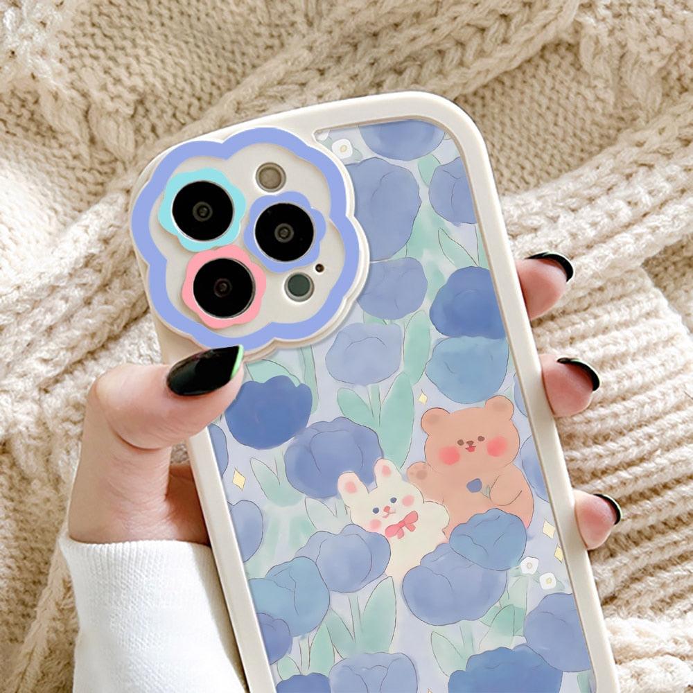 Purple Flower Phone Case For iPhone 11 Case iPhone 13 14 Pro Max iPhone 12 Phone Case iPhone11 iPhone14 Soft Back Cover Cute Pattern Soft iPhone Fashion Comfortable Grip Design & Aesthetic Floral Pattern iphone Case