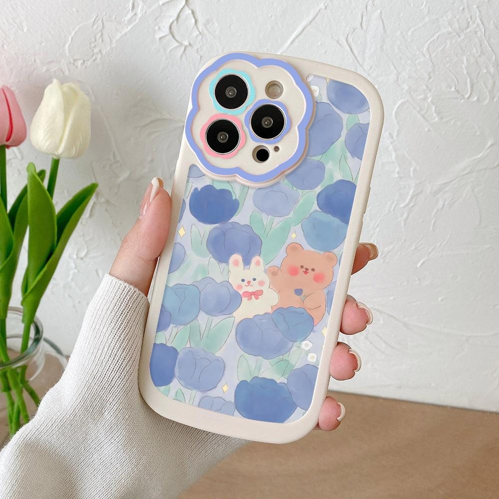 Purple Flower Phone Case For iPhone 11 Case iPhone 13 14 Pro Max iPhone 12 Phone Case iPhone11 iPhone14 Soft Back Cover Cute Pattern Soft iPhone Fashion Comfortable Grip Design & Aesthetic Floral Pattern iphone Case