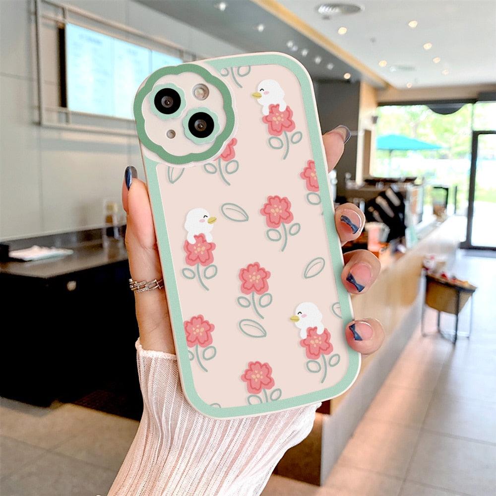 Purple Flower Phone Case For iPhone 11 Case iPhone 13 14 Pro Max iPhone 12 Phone Case iPhone11 iPhone14 Soft Back Cover Cute Pattern Soft iPhone Fashion Comfortable Grip Design & Aesthetic Floral Pattern iphone Case