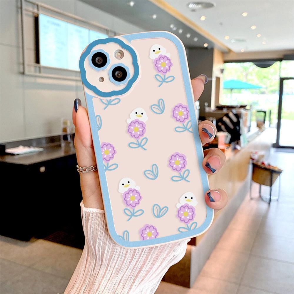 Purple Flower Phone Case For iPhone 11 Case iPhone 13 14 Pro Max iPhone 12 Phone Case iPhone11 iPhone14 Soft Back Cover Cute Pattern Soft iPhone Fashion Comfortable Grip Design & Aesthetic Floral Pattern iphone Case