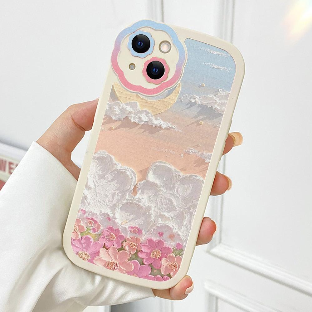 Purple Flower Phone Case For iPhone 11 Case iPhone 13 14 Pro Max iPhone 12 Phone Case iPhone11 iPhone14 Soft Back Cover Cute Pattern Soft iPhone Fashion Comfortable Grip Design & Aesthetic Floral Pattern iphone Case