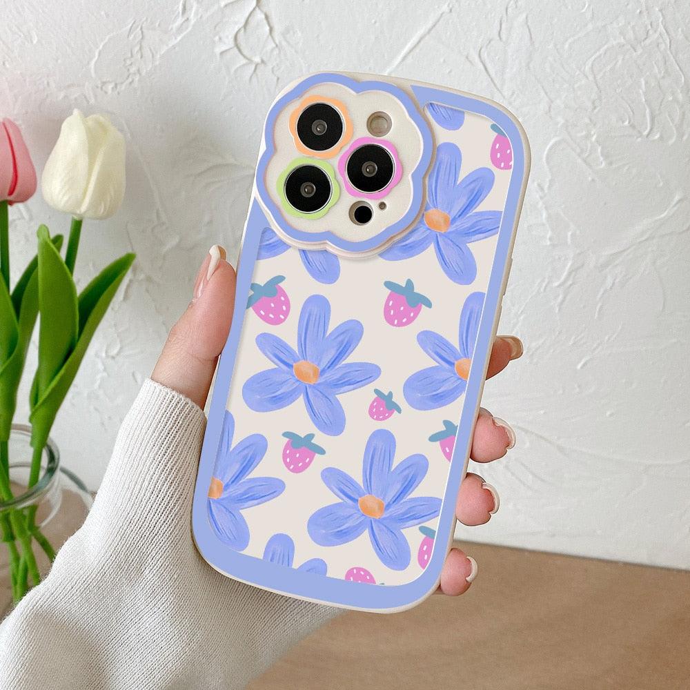 Purple Flower Phone Case For iPhone 11 Case iPhone 13 14 Pro Max iPhone 12 Phone Case iPhone11 iPhone14 Soft Back Cover Cute Pattern Soft iPhone Fashion Comfortable Grip Design & Aesthetic Floral Pattern iphone Case