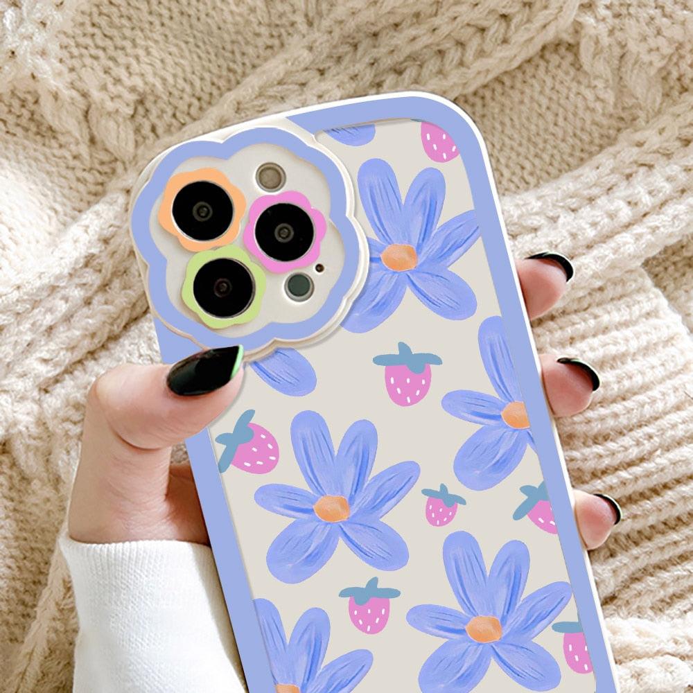 Purple Flower Phone Case For iPhone 11 Case iPhone 13 14 Pro Max iPhone 12 Phone Case iPhone11 iPhone14 Soft Back Cover Cute Pattern Soft iPhone Fashion Comfortable Grip Design & Aesthetic Floral Pattern iphone Case